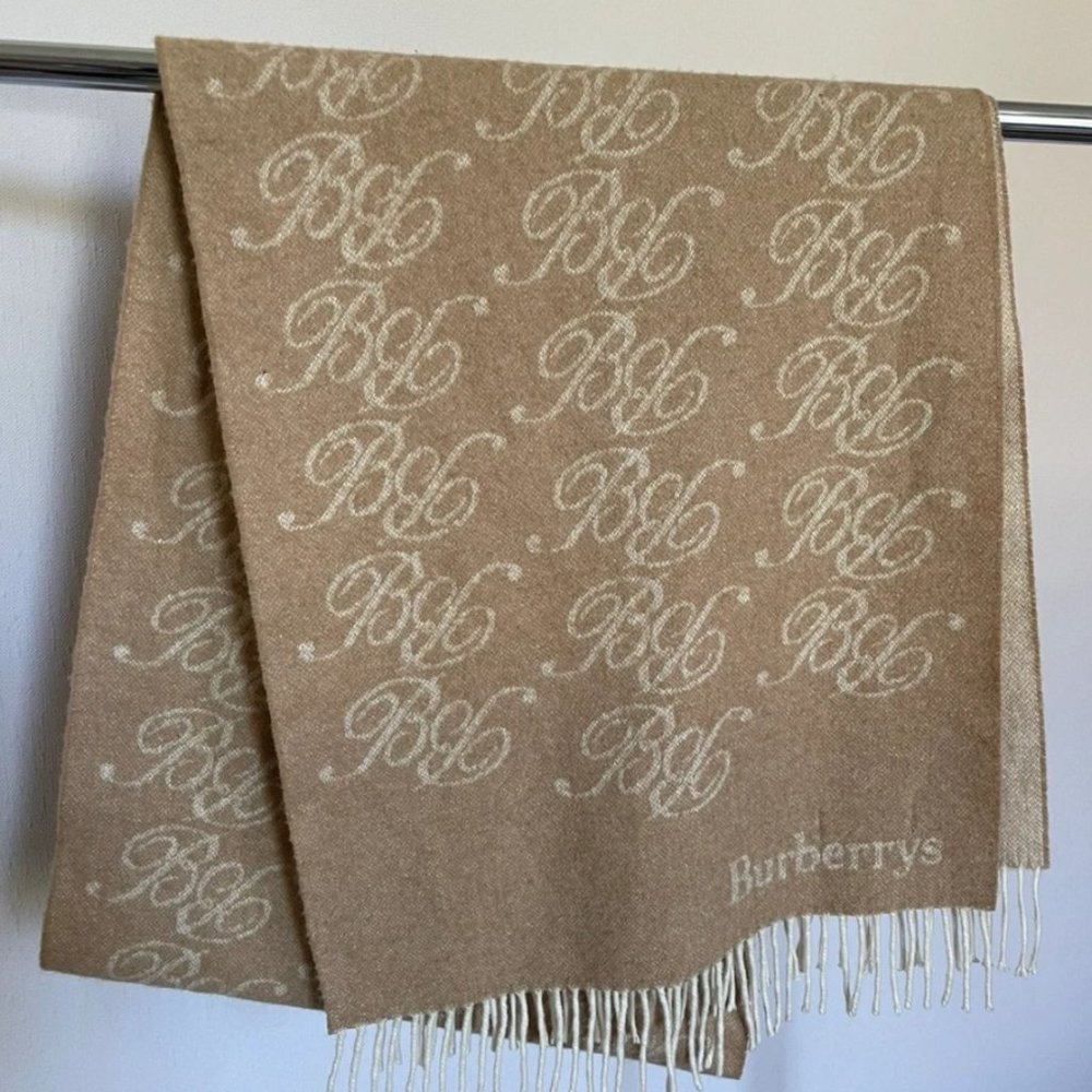 Burberry's 1990s 100% Cashmere Scarf Authentic Unisex Monogram